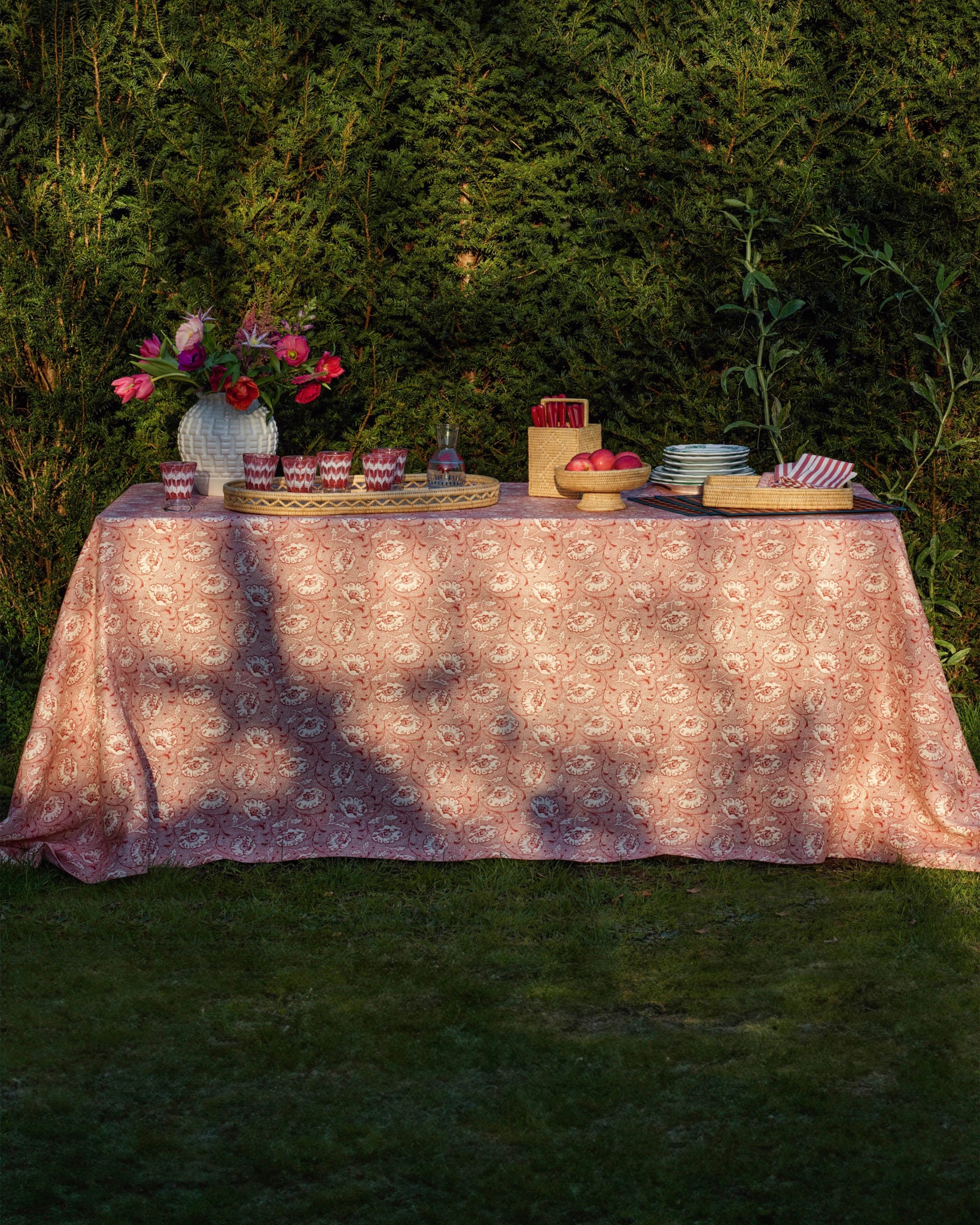 Toscana Red Rectangular Tablecloth - Hosted by Kelly Gaudreau