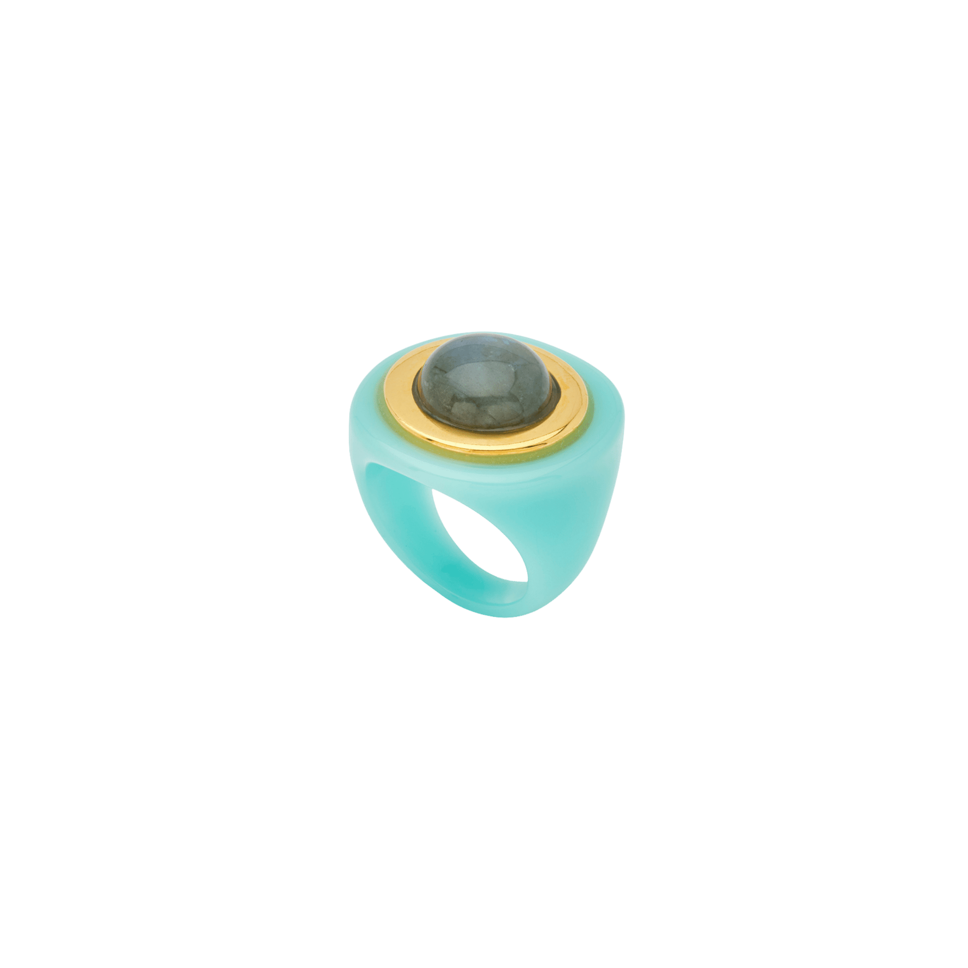Turquoise Resin Sculpted Dome Ring – Labradorite - Hosted by Kelly Gaudreau