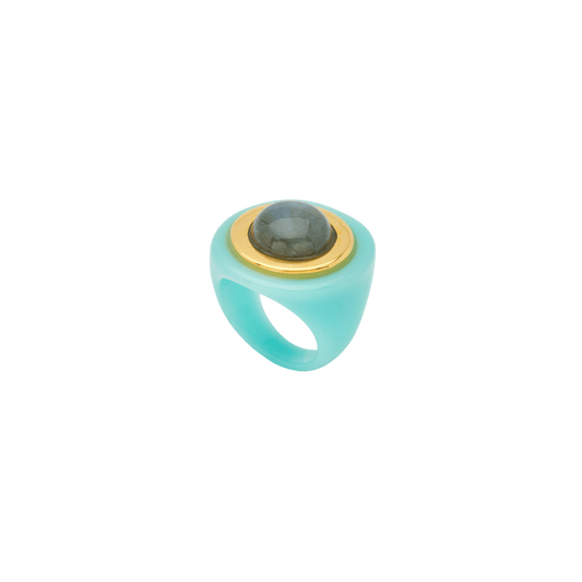 Turquoise Resin Sculpted Dome Ring – Labradorite - Hosted by Kelly Gaudreau