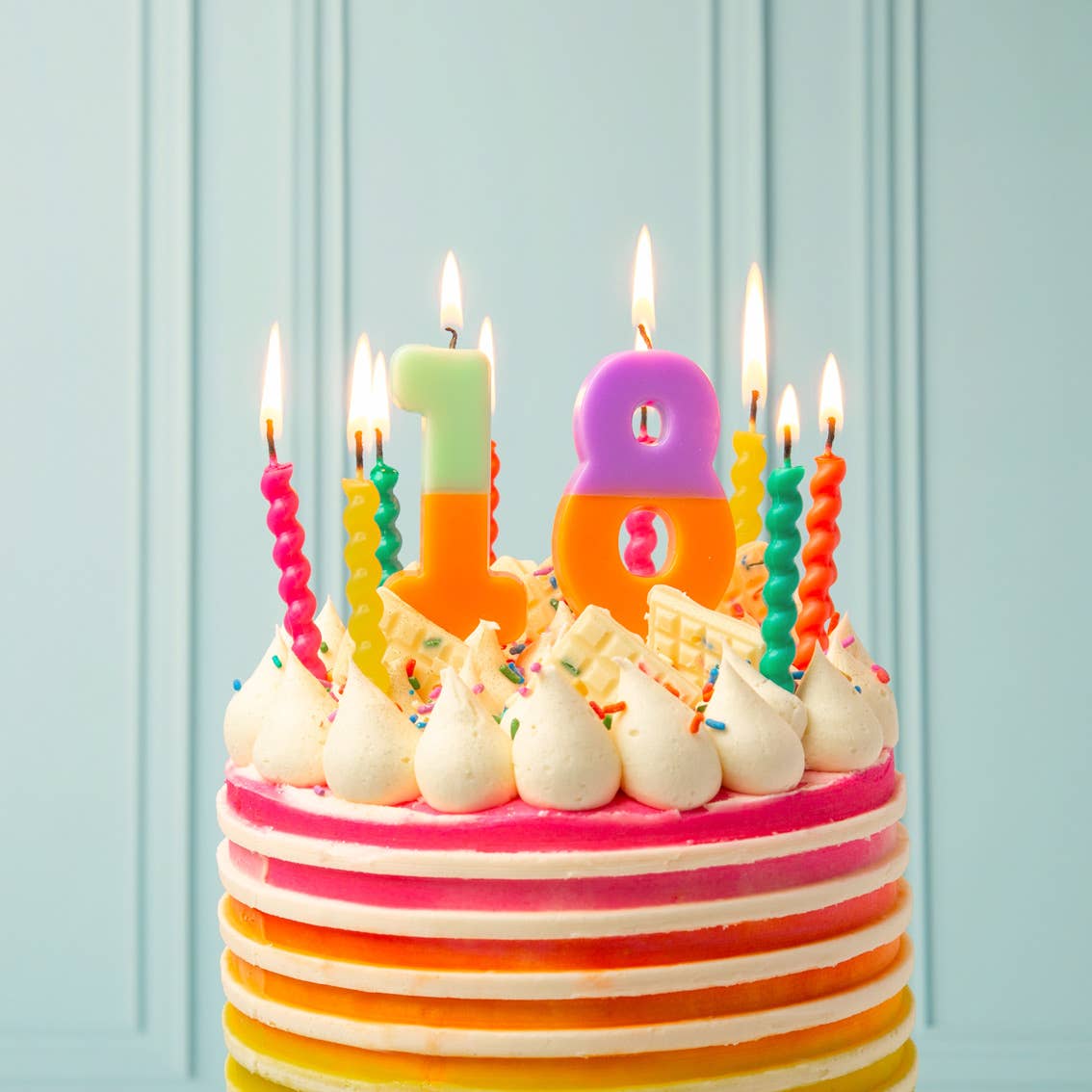 Twisted Rainbow Birthday Candles - 8 Pack - Hosted by Kelly Gaudreau