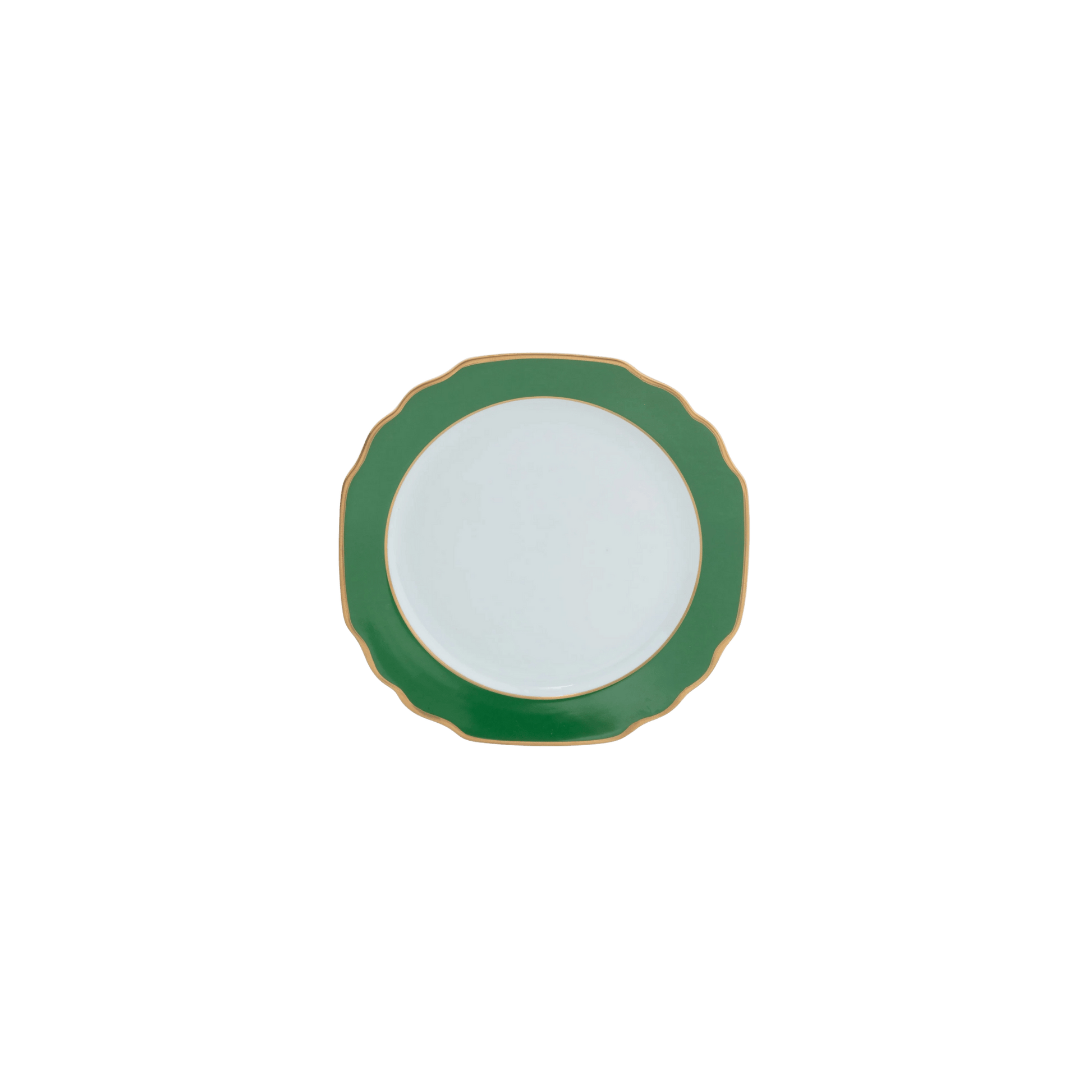 Ultra - White Georgian ColorSheen Emerald Green with Gold Banding Salad Plate - Hosted by Kelly Gaudreau