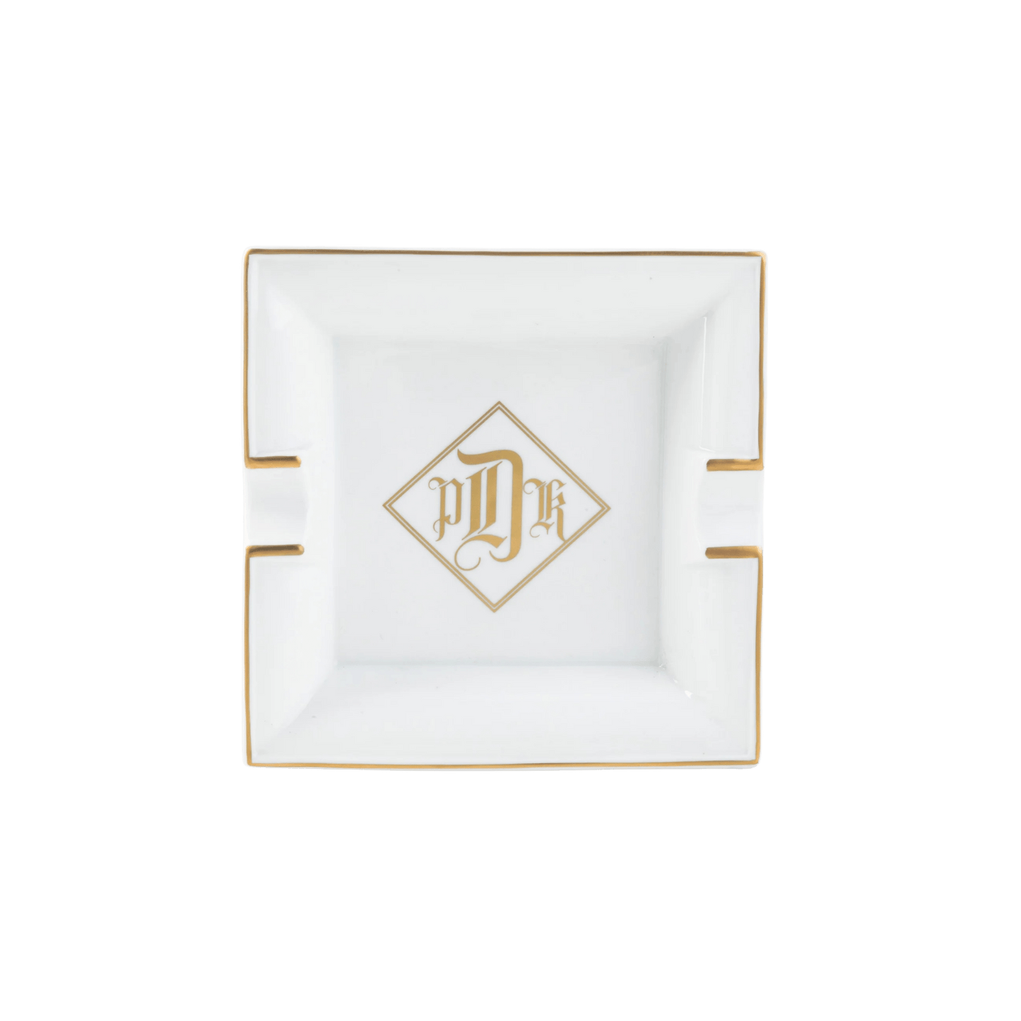 Ultra - White Signature Gold Giftware With Monogram - Ash Tray - Hosted by Kelly Gaudreau