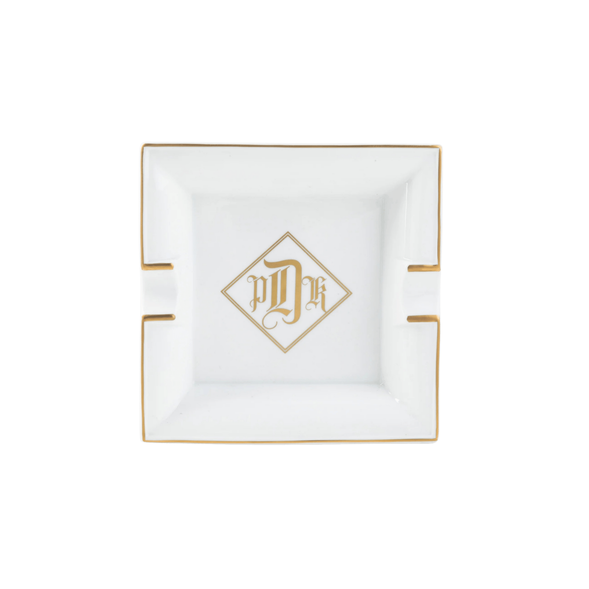 Ultra - White Signature Gold Giftware With Monogram - Ash Tray - Hosted by Kelly Gaudreau
