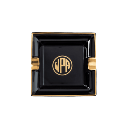 Ultra - White Signature Gold Giftware With Monogram - Solid Black Ash Tray - Hosted by Kelly Gaudreau
