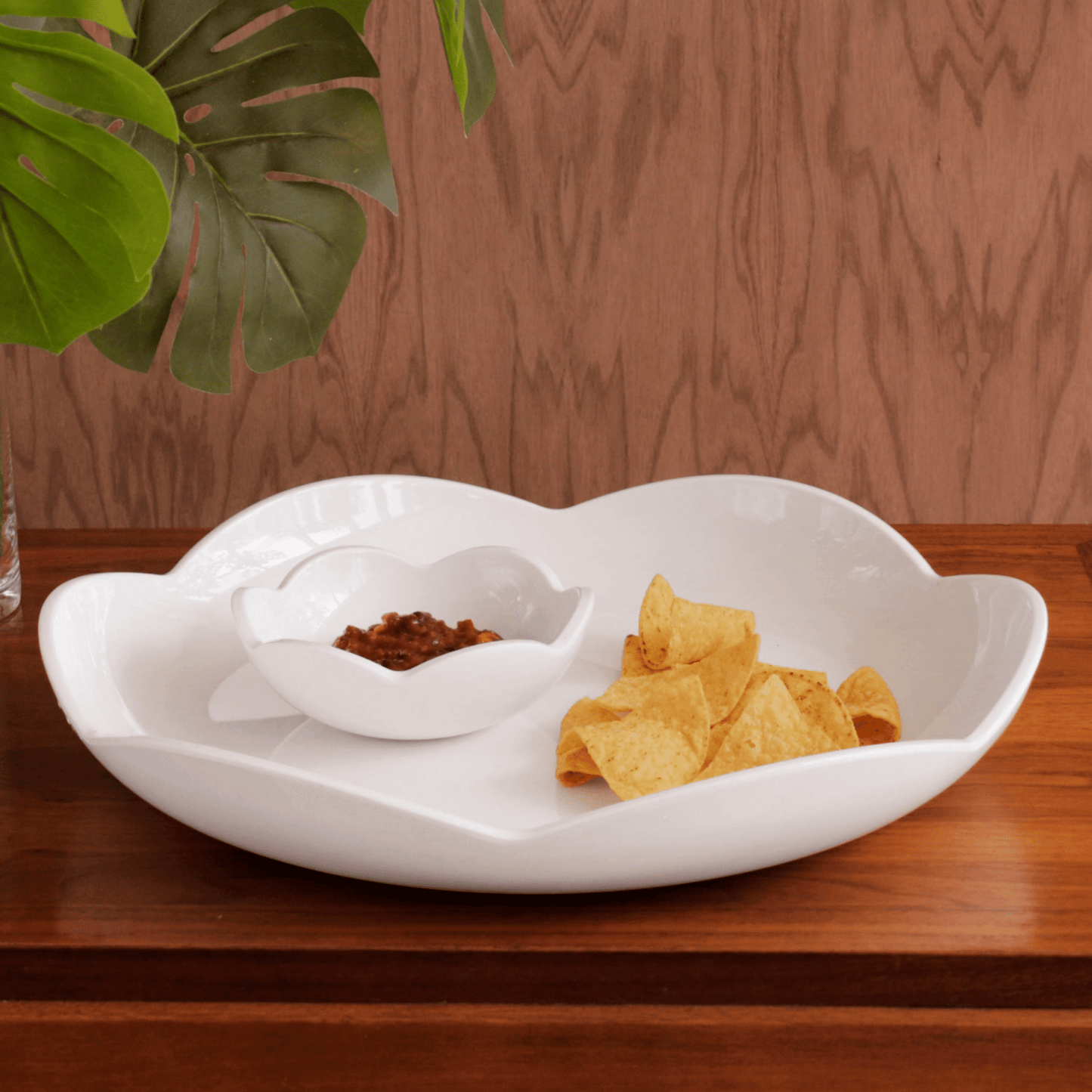 Vida Amelia Round Platter with Mini Dip Bowl - White - Hosted by Kelly Gaudreau