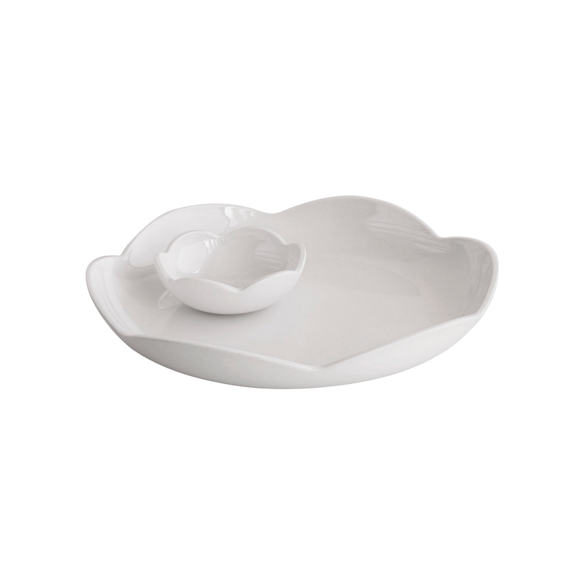 Vida Amelia Round Platter with Mini Dip Bowl - White - Hosted by Kelly Gaudreau