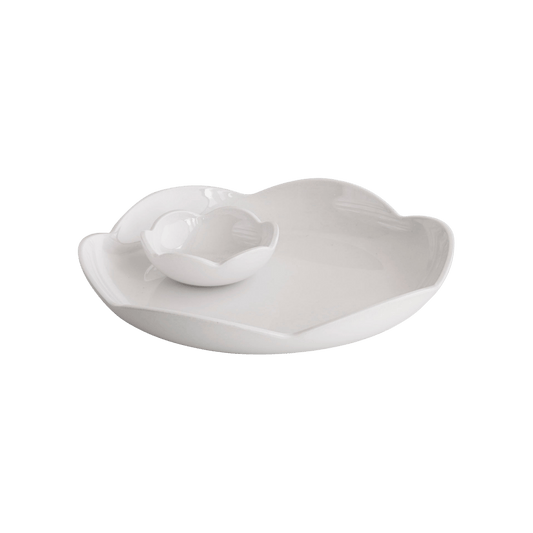Vida Amelia Round Platter with Mini Dip Bowl - White - Hosted by Kelly Gaudreau
