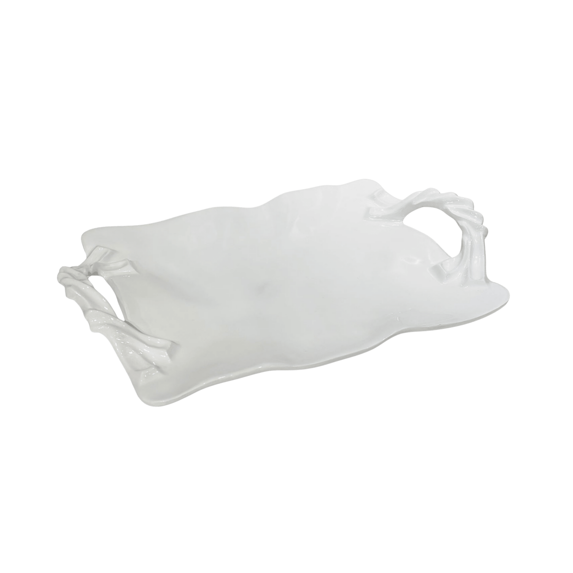 Vida Sasha Rectangular Tray with Handles - White - Hosted by Kelly Gaudreau