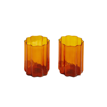 Wave Glasses in Amber - Set of 2 - Hosted by Kelly Gaudreau