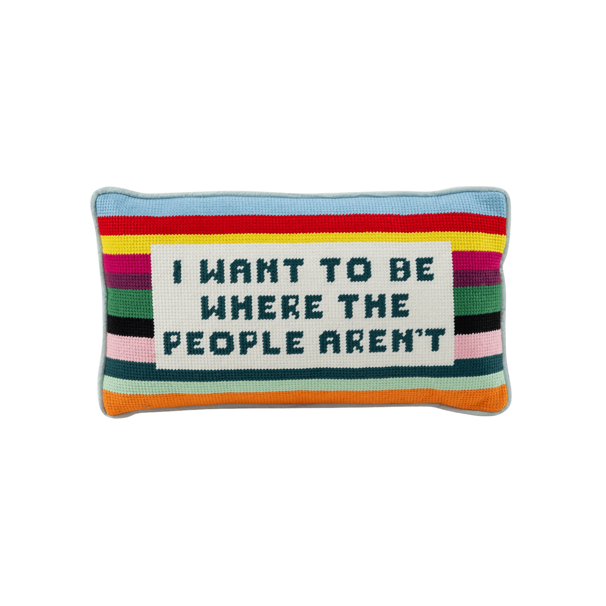 Where the People Aren't Needlepoint Pillow - Hosted by Kelly Gaudreau