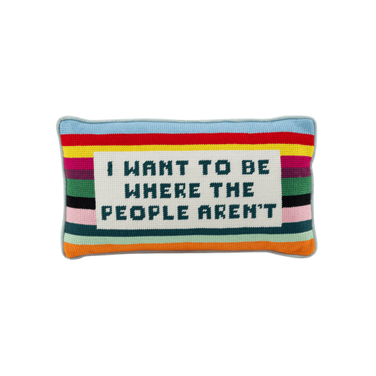 Where the People Aren't Needlepoint Pillow - Hosted by Kelly Gaudreau