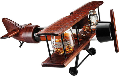 Whiskey Decanter Airplane Set and 2 Airplane Glasses Antique - Hosted by Kelly Gaudreau