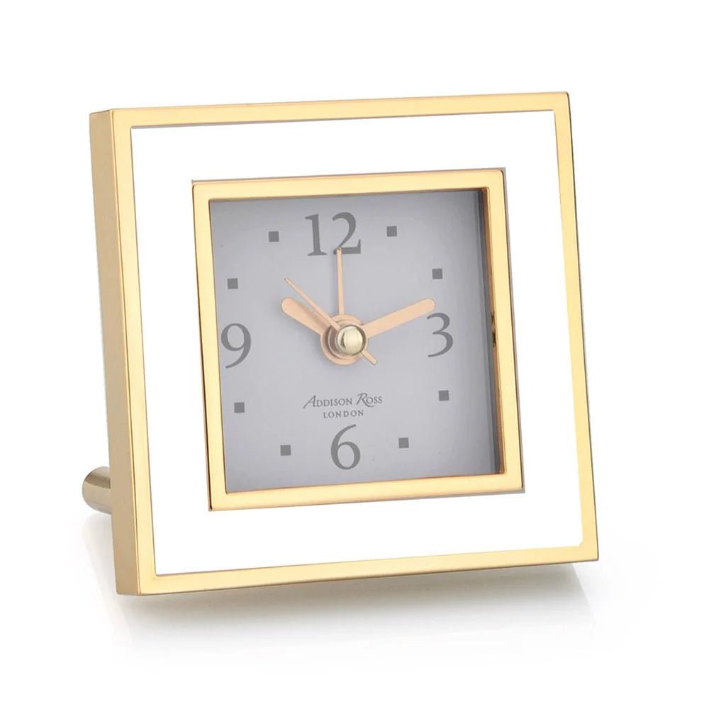 White & Gold Square Silent Alarm Clock - Hosted by Kelly Gaudreau