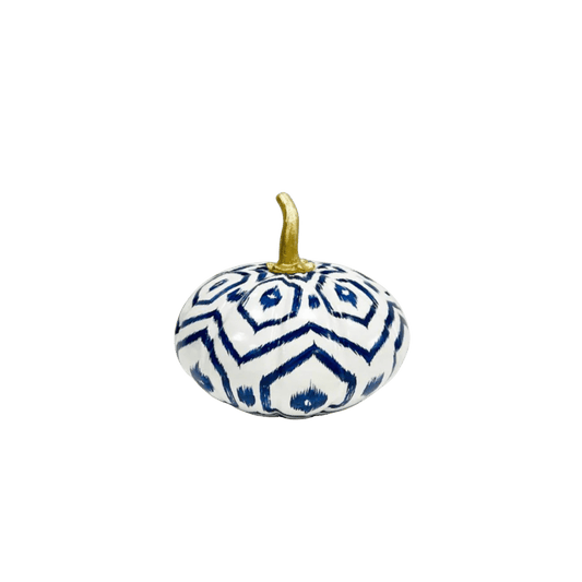 White Pumpkin with Blue Geometric - Hosted by Kelly Gaudreau