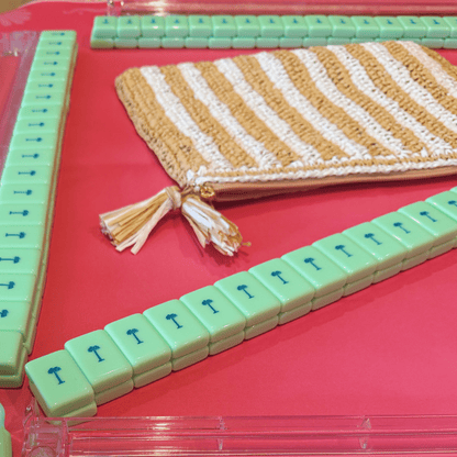 White & Tan Raffia Mahjong Bag - Hosted by Kelly Gaudreau