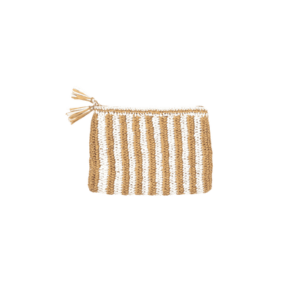 White & Tan Raffia Mahjong Bag - Hosted by Kelly Gaudreau