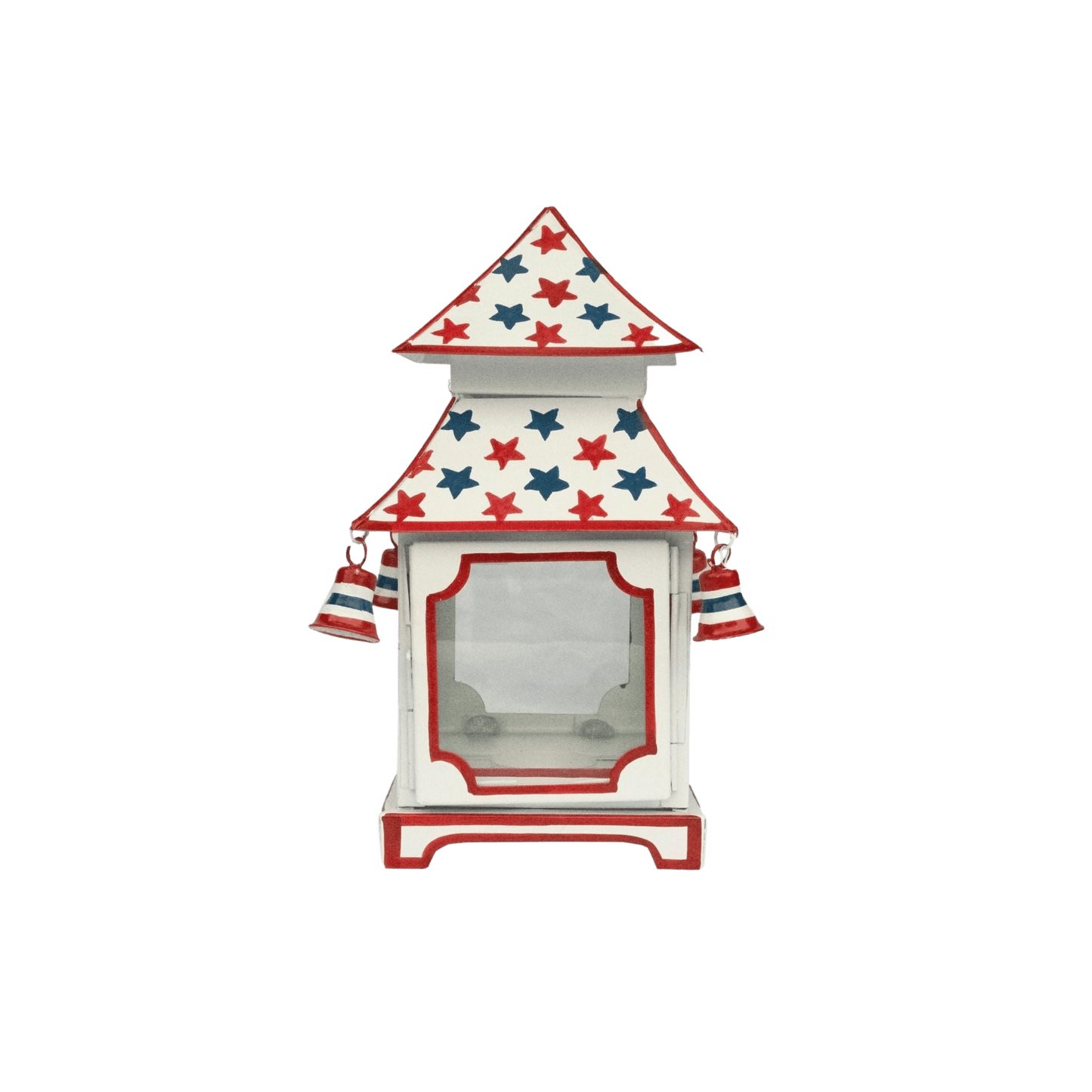 White with Red & Blue Star Red Trim Pagoda Lantern - Hosted by Kelly Gaudreau