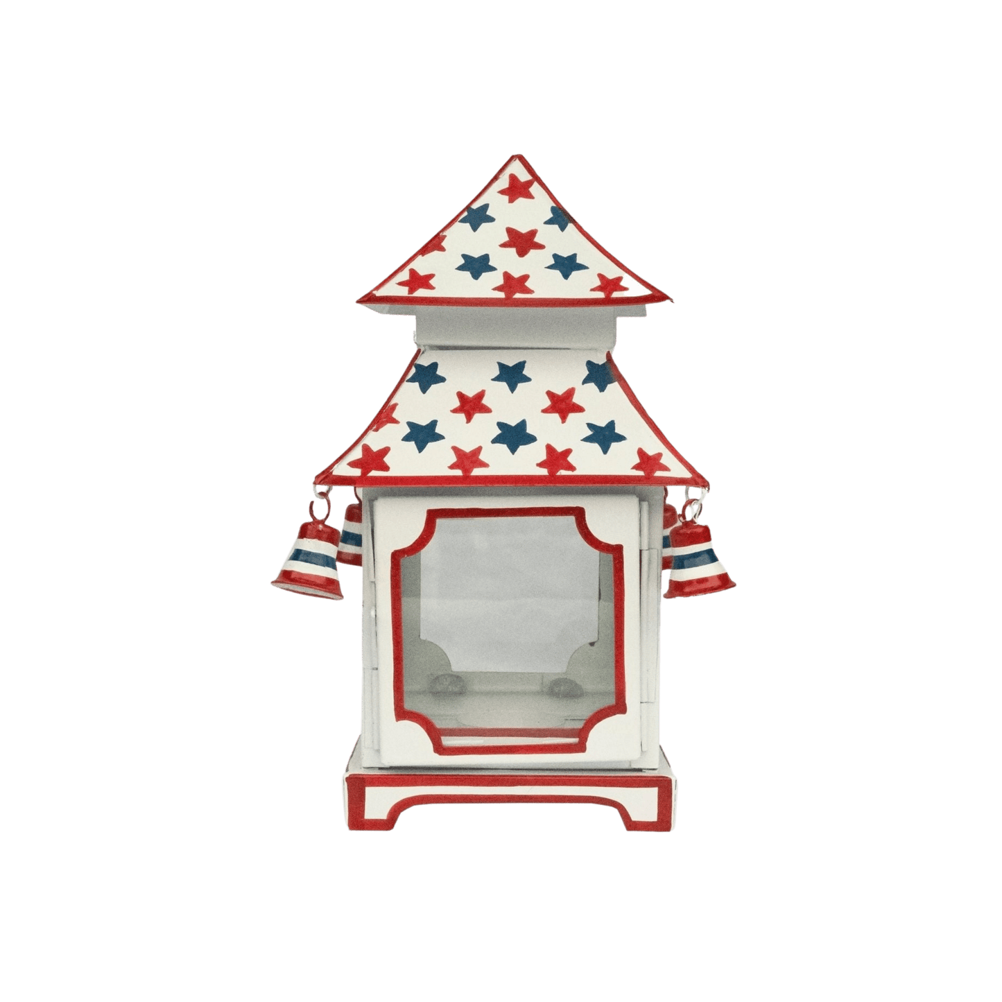 White with Red & Blue Star Red Trim Pagoda Lantern - Hosted by Kelly Gaudreau