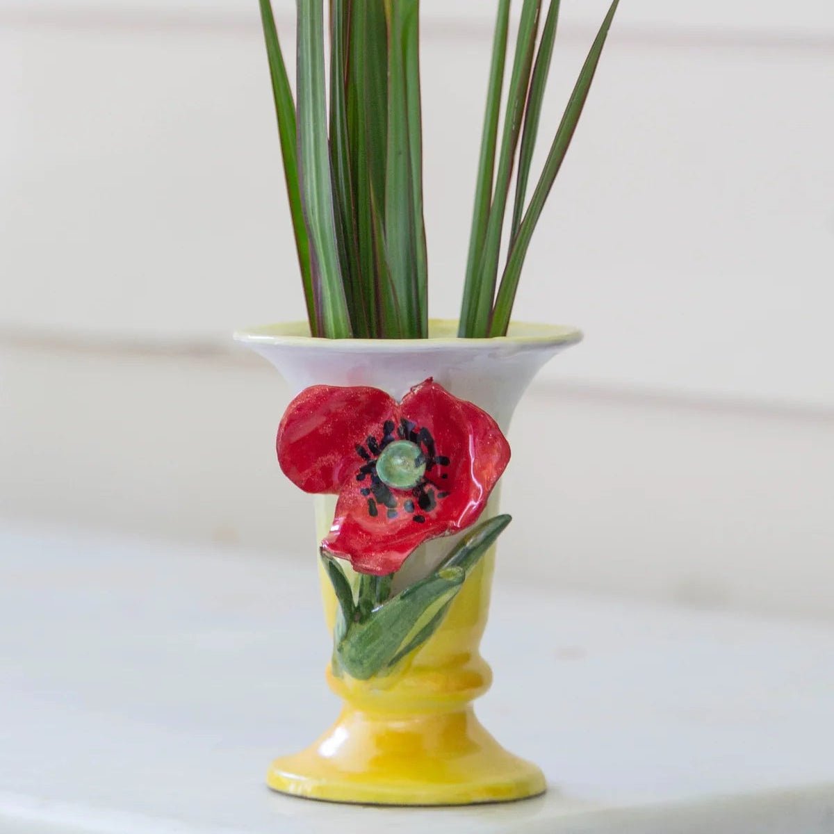 White With Red Poppy Vase - Hosted by Kelly Gaudreau