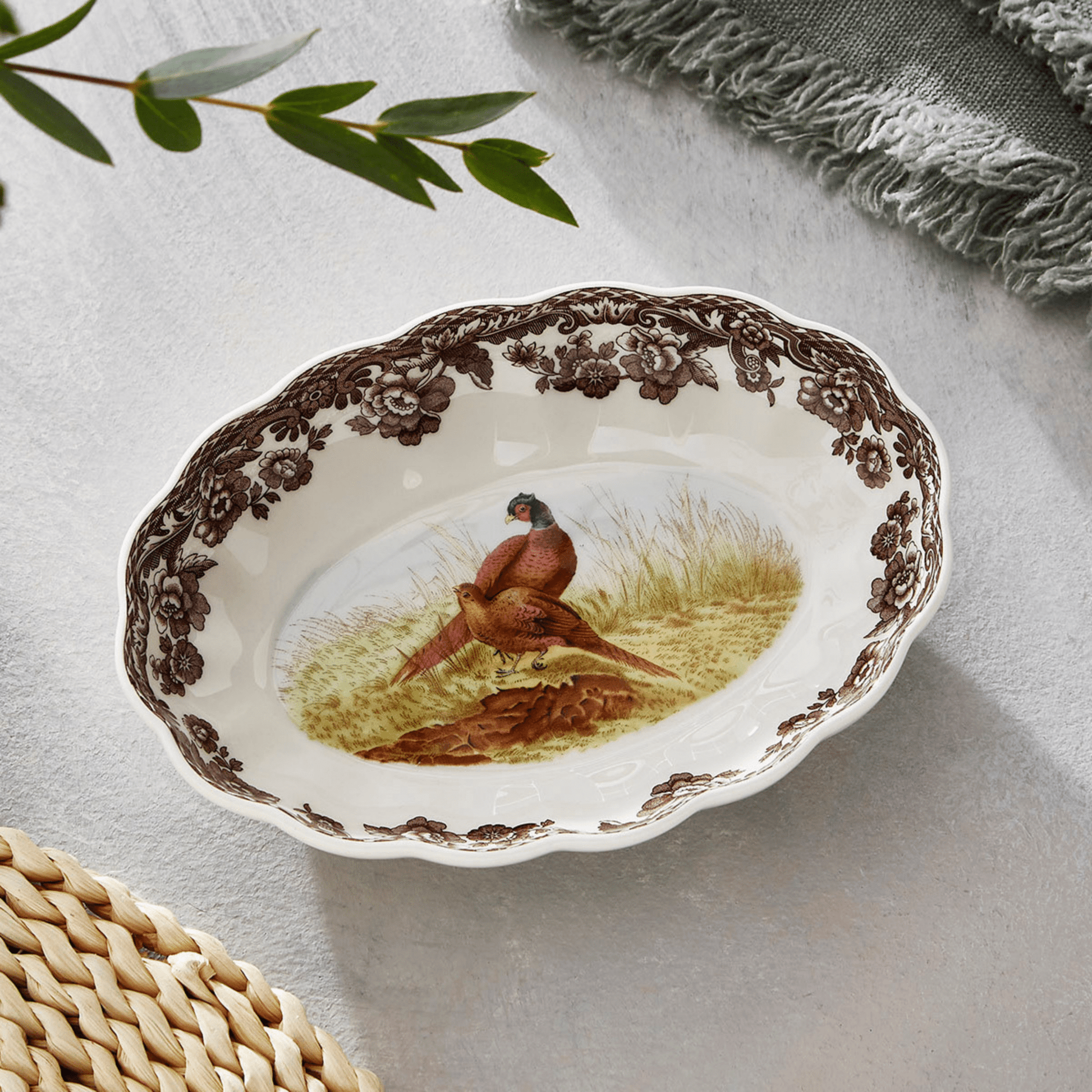 Woodland Pheasant Oval Fluted Dish - Hosted by Kelly Gaudreau