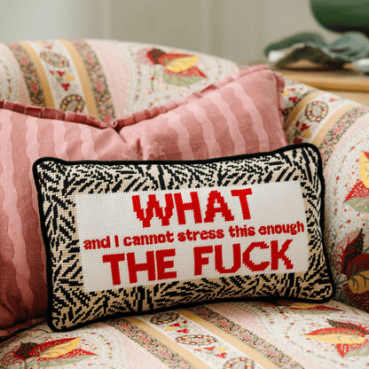 WTF Needlepoint Pillow - Hosted by Kelly Gaudreau