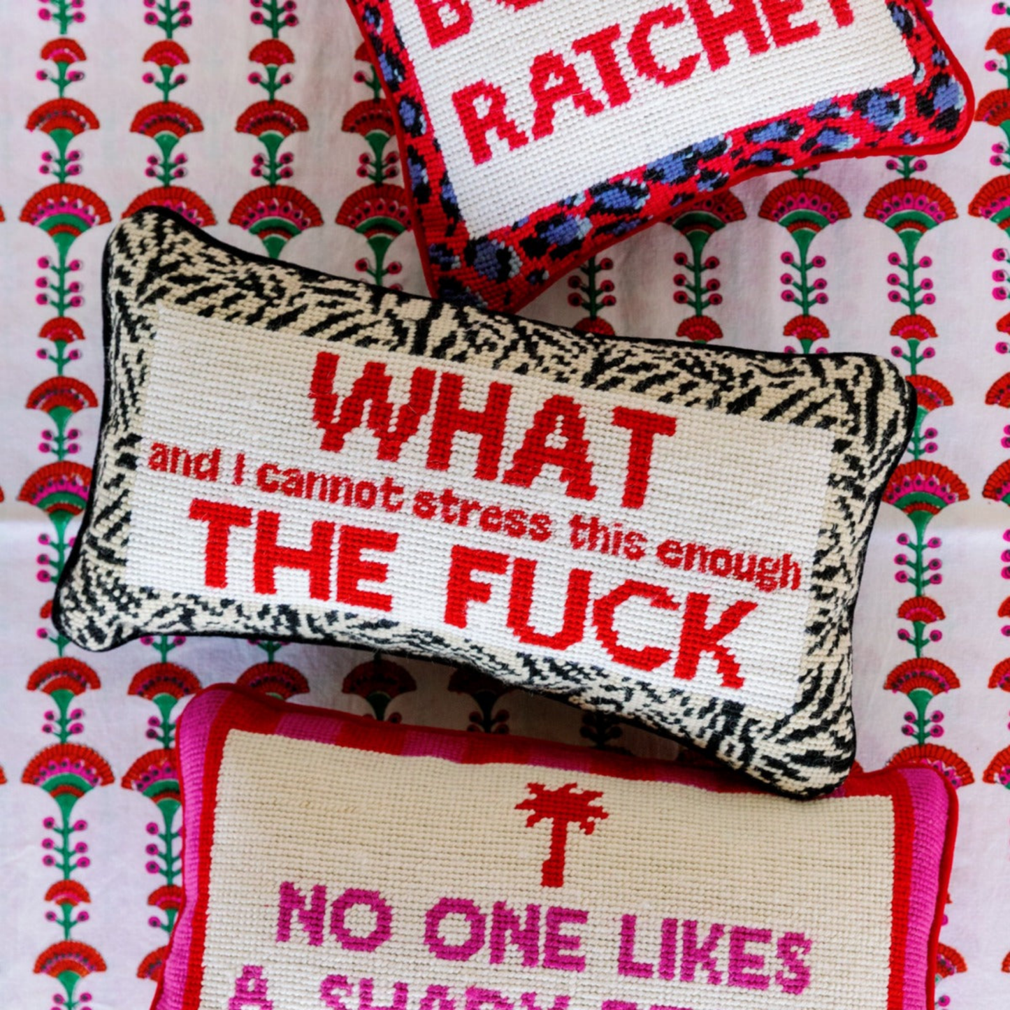 WTF Needlepoint Pillow - Hosted by Kelly Gaudreau