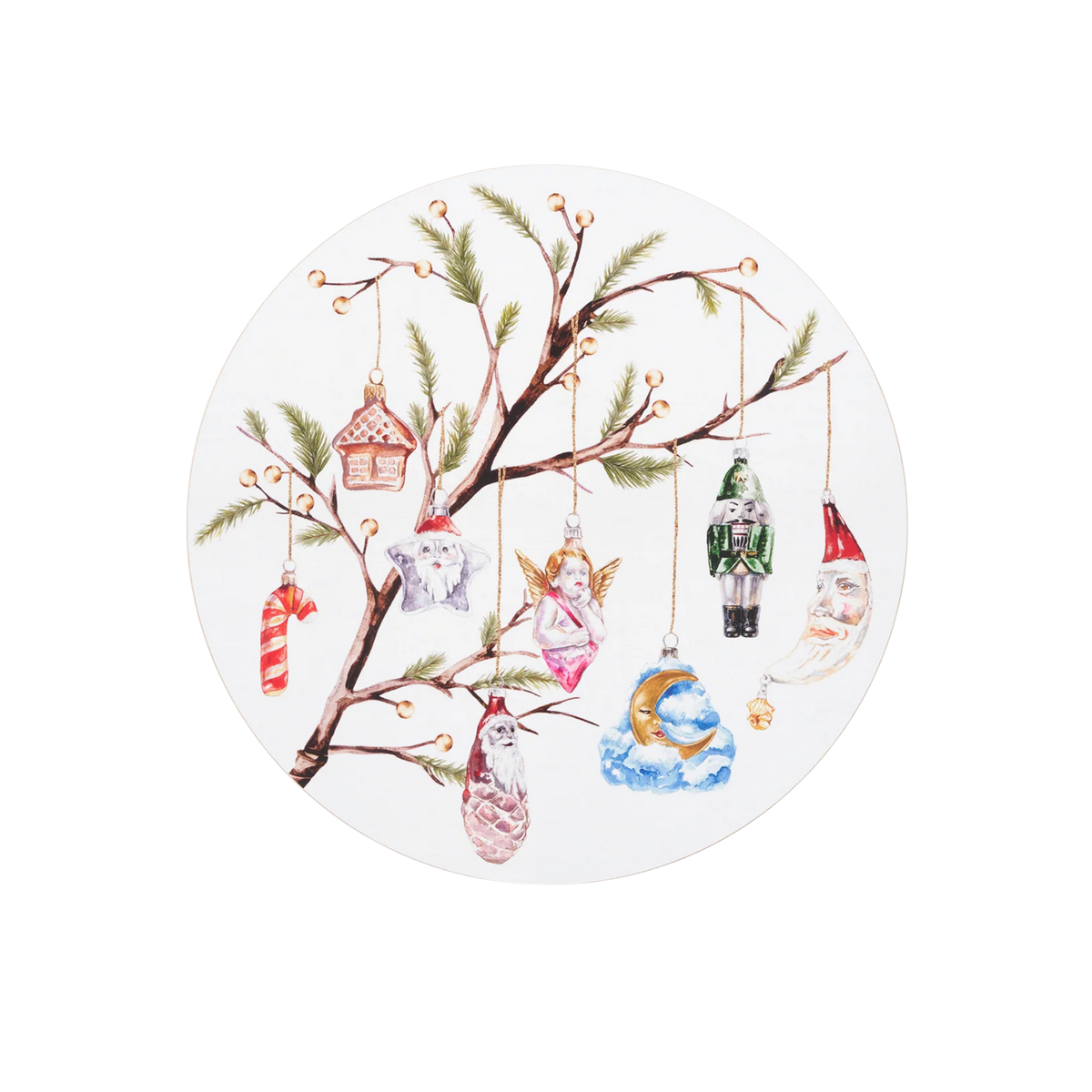 x Nostalgie Christbaumschmuck Christmas Ornaments Round Cork-Backed Placemats - Set of 4