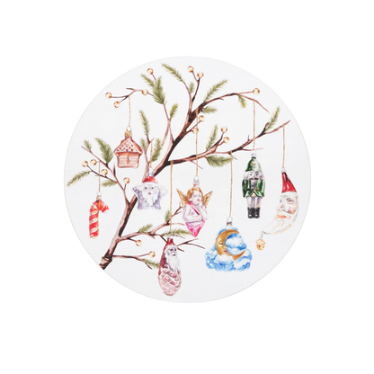 x Nostalgie Christbaumschmuck Christmas Ornaments Round Cork-Backed Placemats - Set of 4