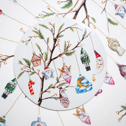 x Nostalgie Christbaumschmuck Christmas Ornaments Round Cork-Backed Placemats - Set of 4