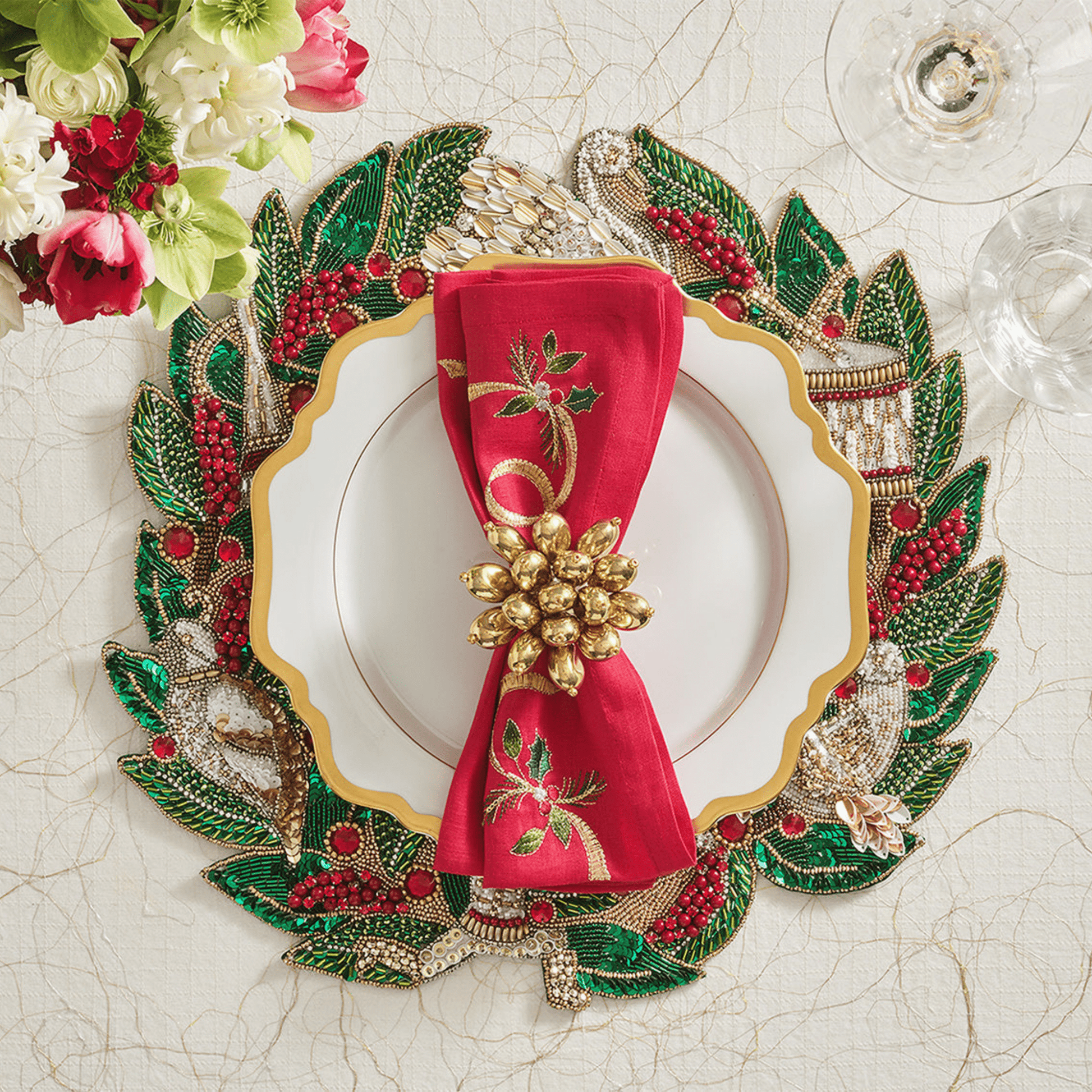 Xmas Ribbon Napkins, Set of 4 - Hosted by Kelly Gaudreau